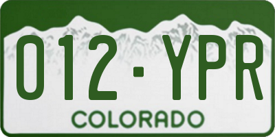 CO license plate 012YPR