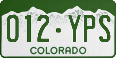CO license plate 012YPS