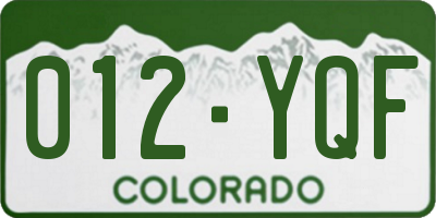 CO license plate 012YQF