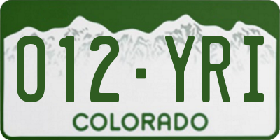 CO license plate 012YRI