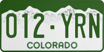 CO license plate 012YRN