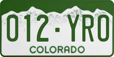 CO license plate 012YRO