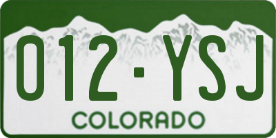 CO license plate 012YSJ
