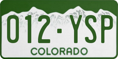 CO license plate 012YSP