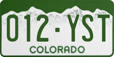 CO license plate 012YST