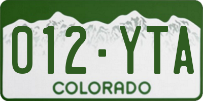 CO license plate 012YTA