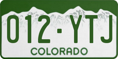 CO license plate 012YTJ