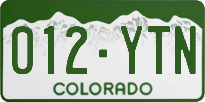 CO license plate 012YTN