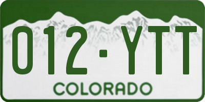 CO license plate 012YTT