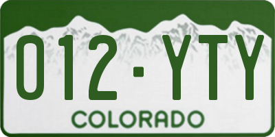 CO license plate 012YTY
