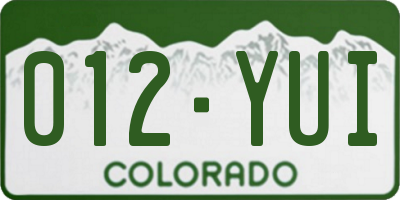 CO license plate 012YUI