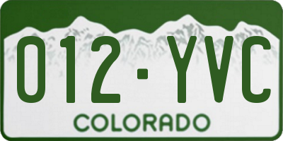 CO license plate 012YVC