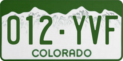 CO license plate 012YVF