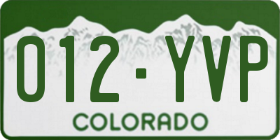 CO license plate 012YVP