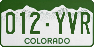 CO license plate 012YVR