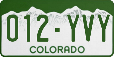 CO license plate 012YVY