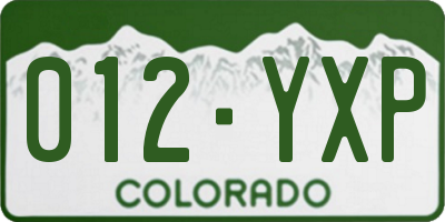 CO license plate 012YXP