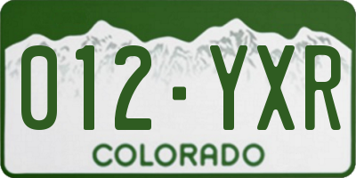 CO license plate 012YXR