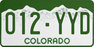 CO license plate 012YYD
