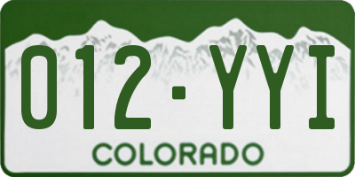 CO license plate 012YYI