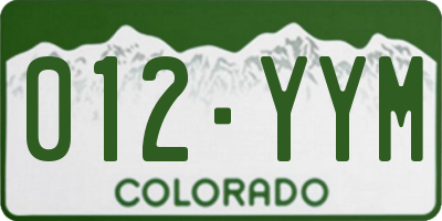 CO license plate 012YYM