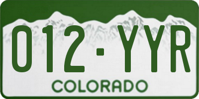 CO license plate 012YYR