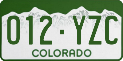 CO license plate 012YZC