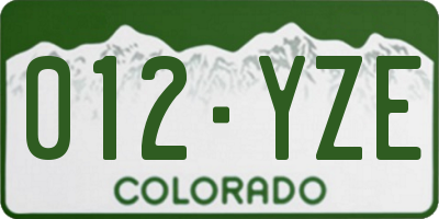 CO license plate 012YZE