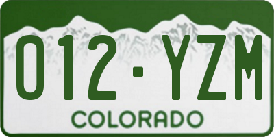 CO license plate 012YZM