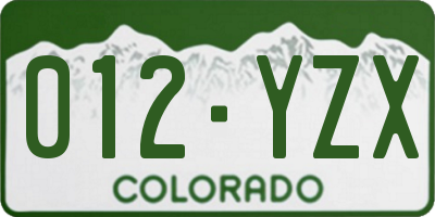 CO license plate 012YZX
