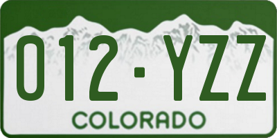 CO license plate 012YZZ
