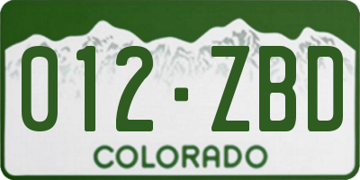 CO license plate 012ZBD
