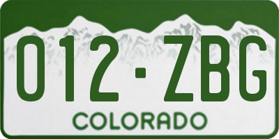 CO license plate 012ZBG