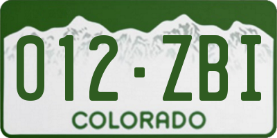 CO license plate 012ZBI