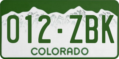 CO license plate 012ZBK