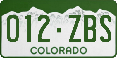 CO license plate 012ZBS