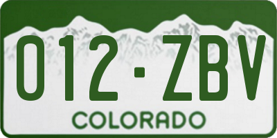 CO license plate 012ZBV