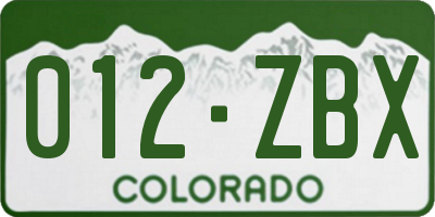 CO license plate 012ZBX