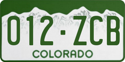 CO license plate 012ZCB