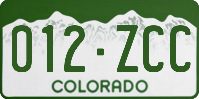 CO license plate 012ZCC