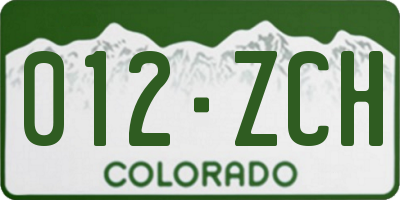 CO license plate 012ZCH