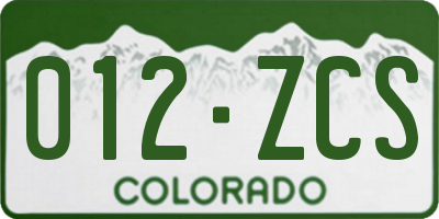 CO license plate 012ZCS