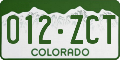 CO license plate 012ZCT