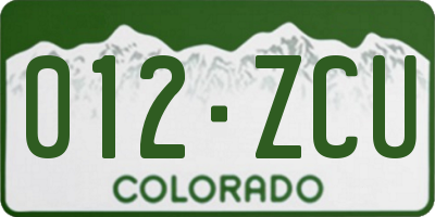 CO license plate 012ZCU