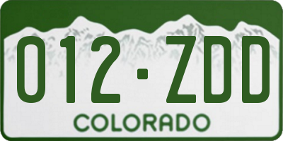 CO license plate 012ZDD