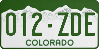 CO license plate 012ZDE