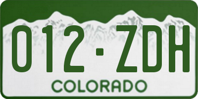 CO license plate 012ZDH