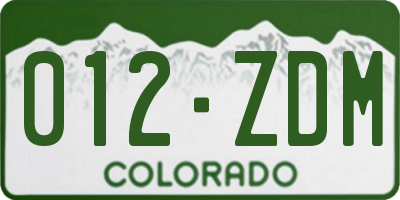 CO license plate 012ZDM