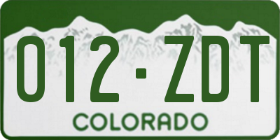 CO license plate 012ZDT
