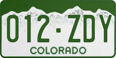 CO license plate 012ZDY